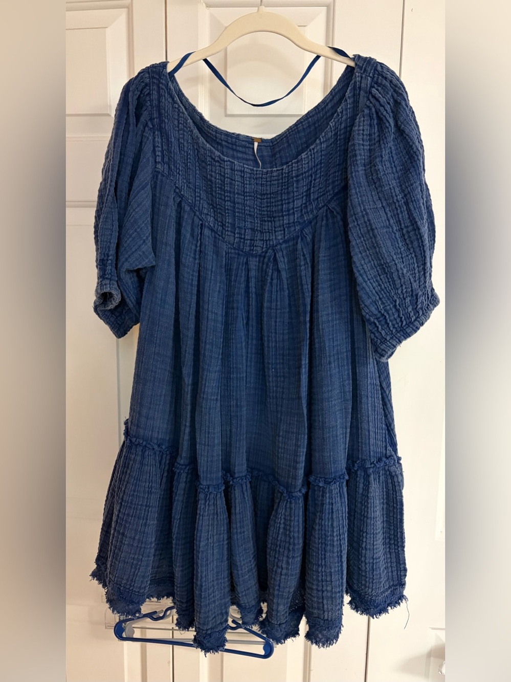 Free People  Blue Gauze Peasant Top Dress